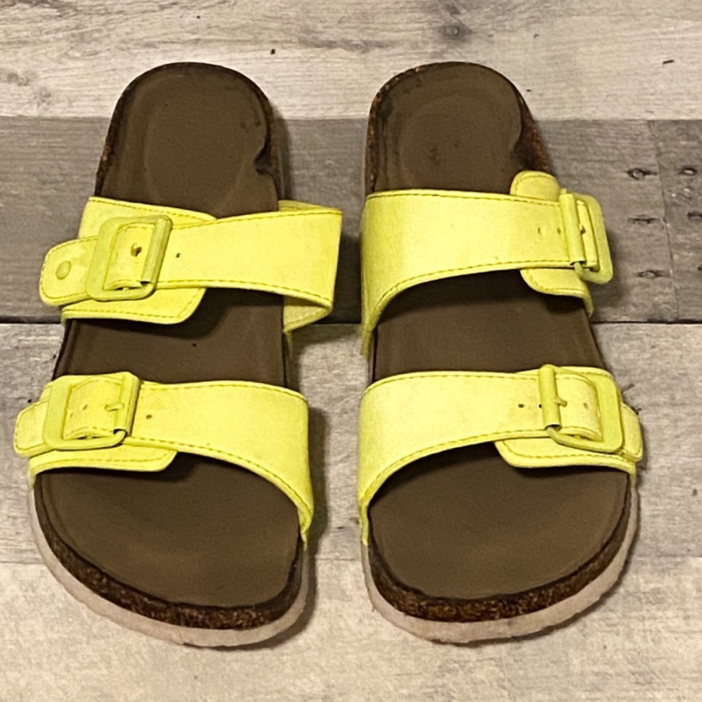 Neon Yellow Sandals Size 8